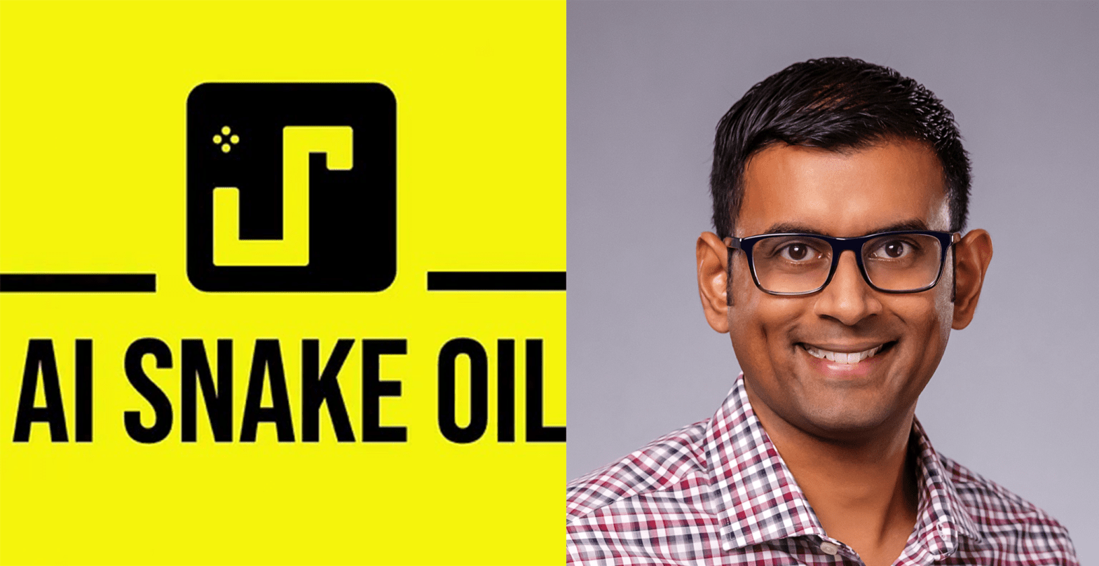 image for Arvind Narayanan interview featuring his photo and an his blog's logo