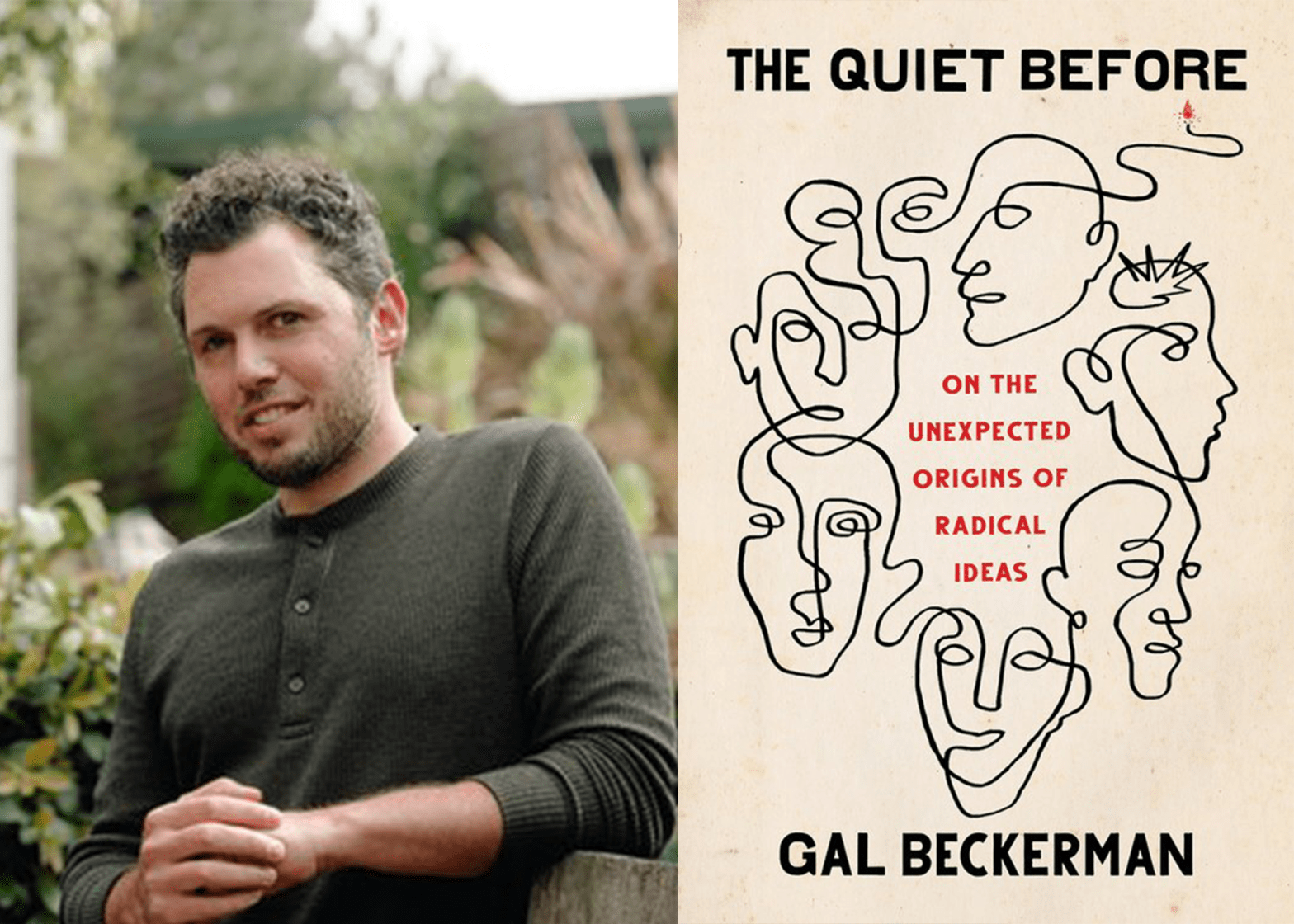 photo of Gal Beckerman and image of his book "The Quiet Before"
